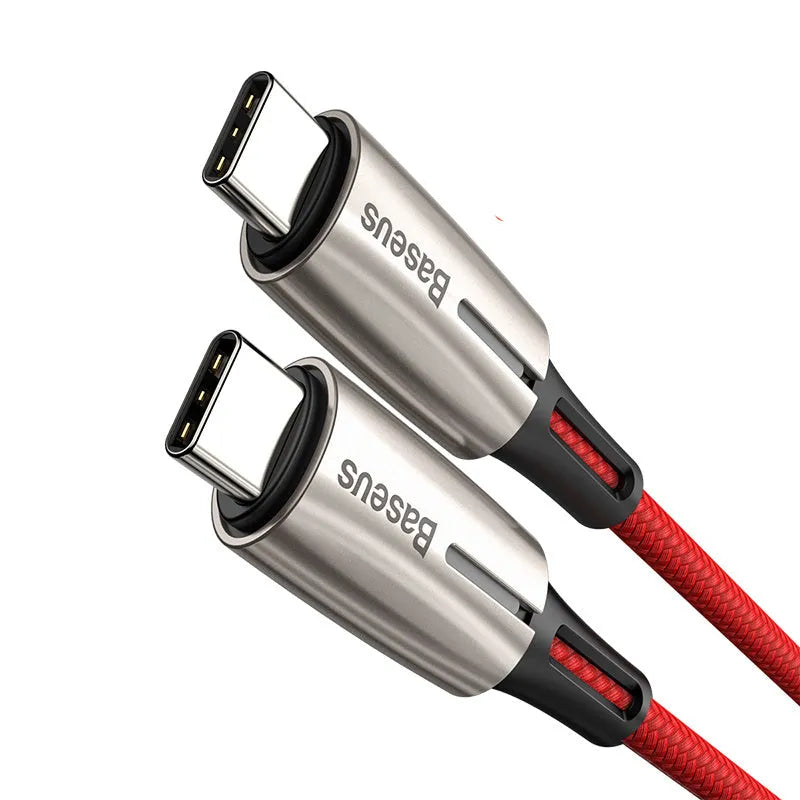 Purple and red Dual Type-C USB cable with 1 metre length for PD60W fast charging
