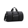 Cylinder-shaped travel bag in Oxford cloth, shown in one of four colours: black, blue, light grey, or red.