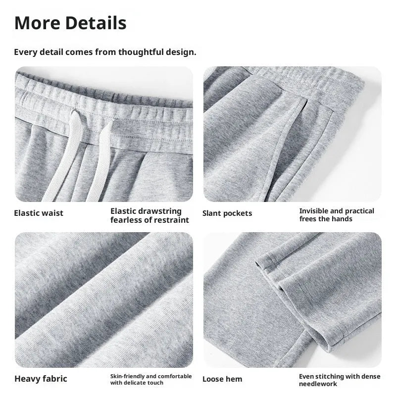 Men's casual high waist straight leg drawstring sweatpants in navy blue, 65% cotton, loose fit