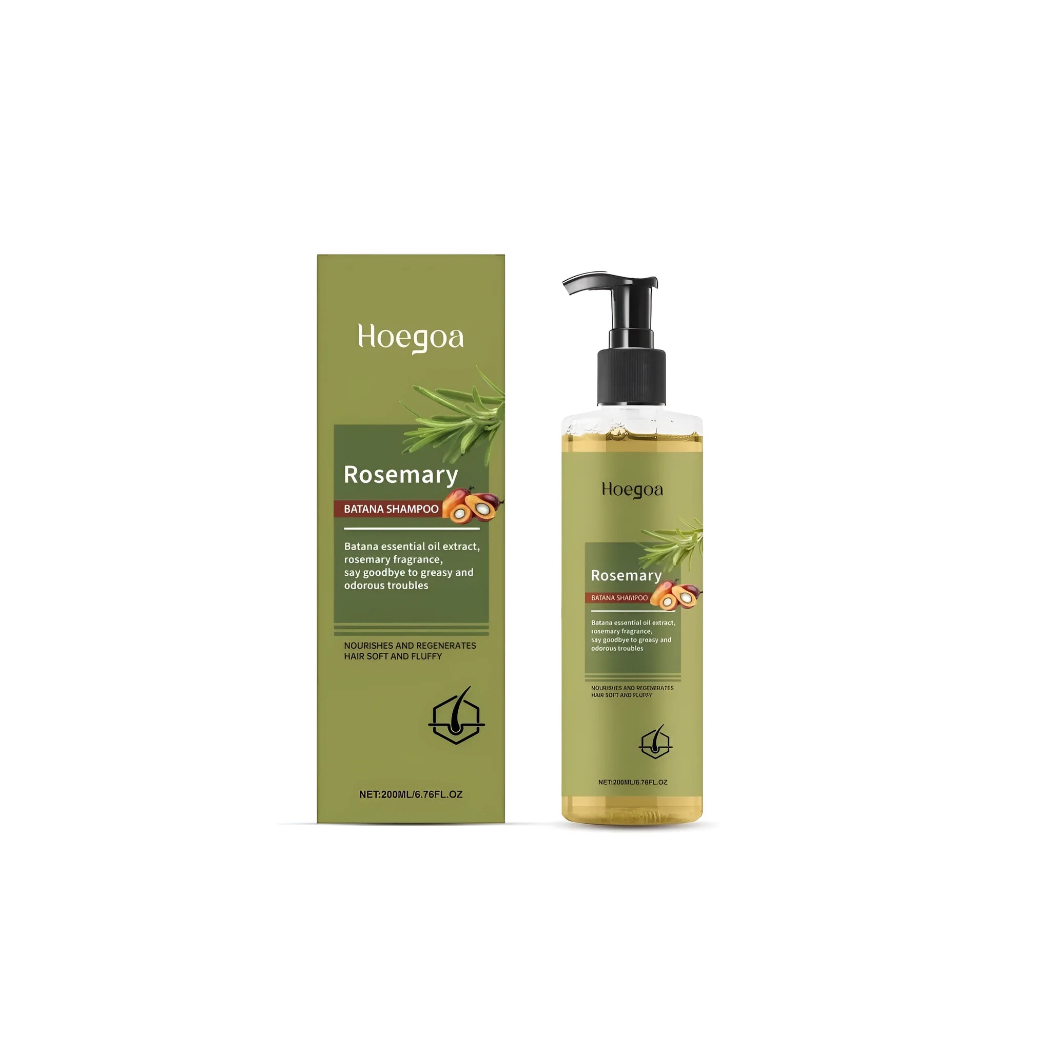200ml bottle of Rosemary Hair Growth Shampoo with rosemary extract and Platthana oil formula