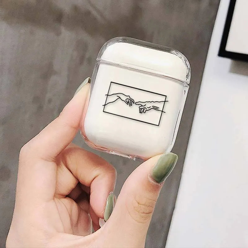 Transparent clear plastic protective cover for Apple AirPods and AirPods Pro charging case.