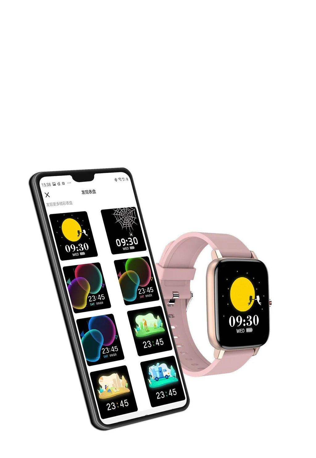 H80 smart watch with black silicone strap showing ECG and blood oxygen readings on its round screen.