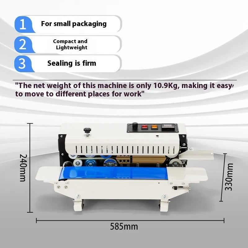 Mini handheld sealing machine with date stamp function for packaging applications
