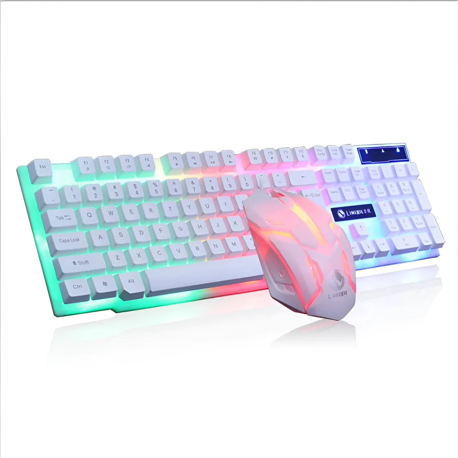 Limei Gtx300 white and black mechanical gaming keyboard and mouse set with backlit keys