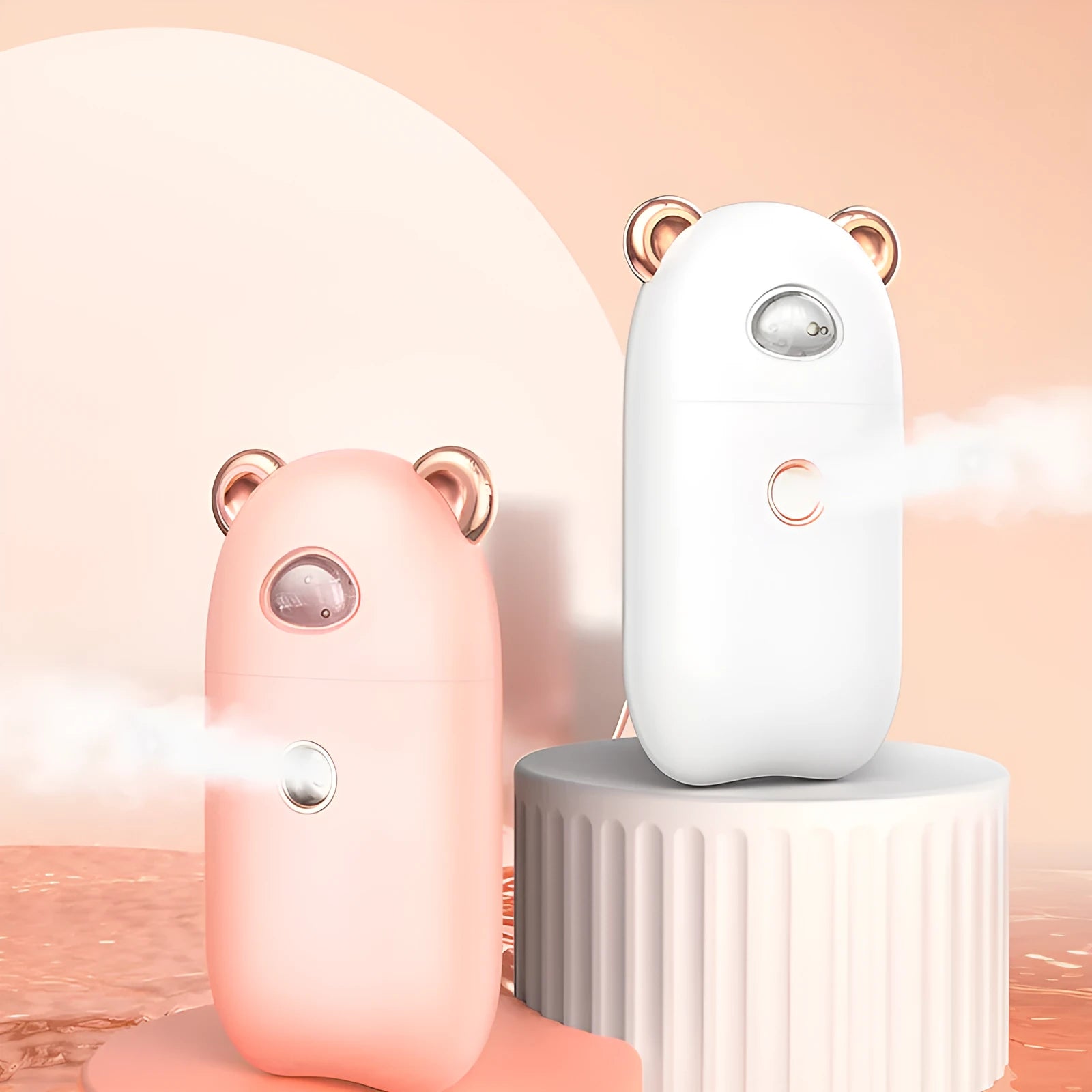 USB rechargeable portable hand humidifier and face steamer cold spray 30ml tank white colour