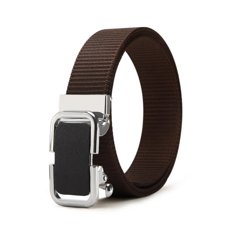 Men's nylon canvas slide belt with toothless adjustment buckle in multiple colour options