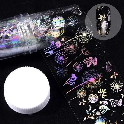 1 metre x 4 cm starry sky nail sticker roll with printed stars in plastic bottle outer box