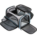 Portable cat carrier bag in 600D cation fabric, shown in large and small size options.