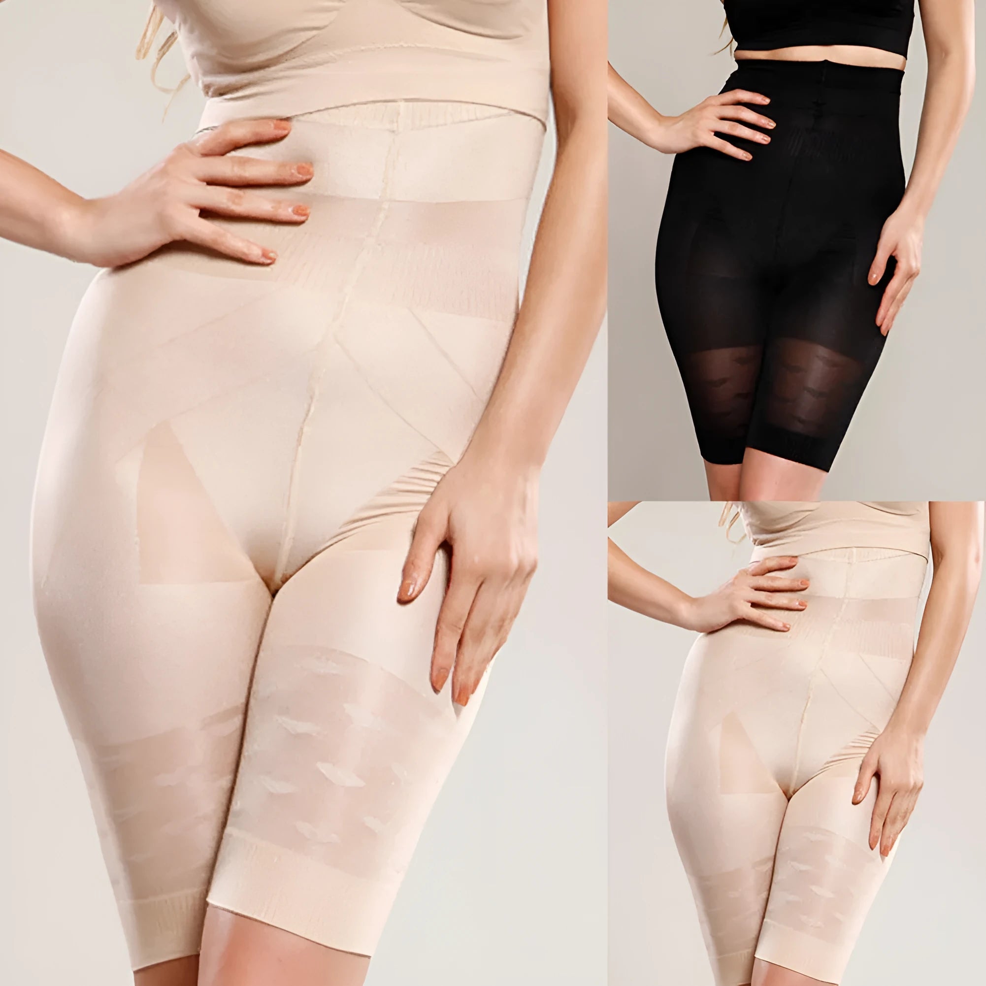 Women's black seamless high waist shapewear shorts for tummy control and body shaping