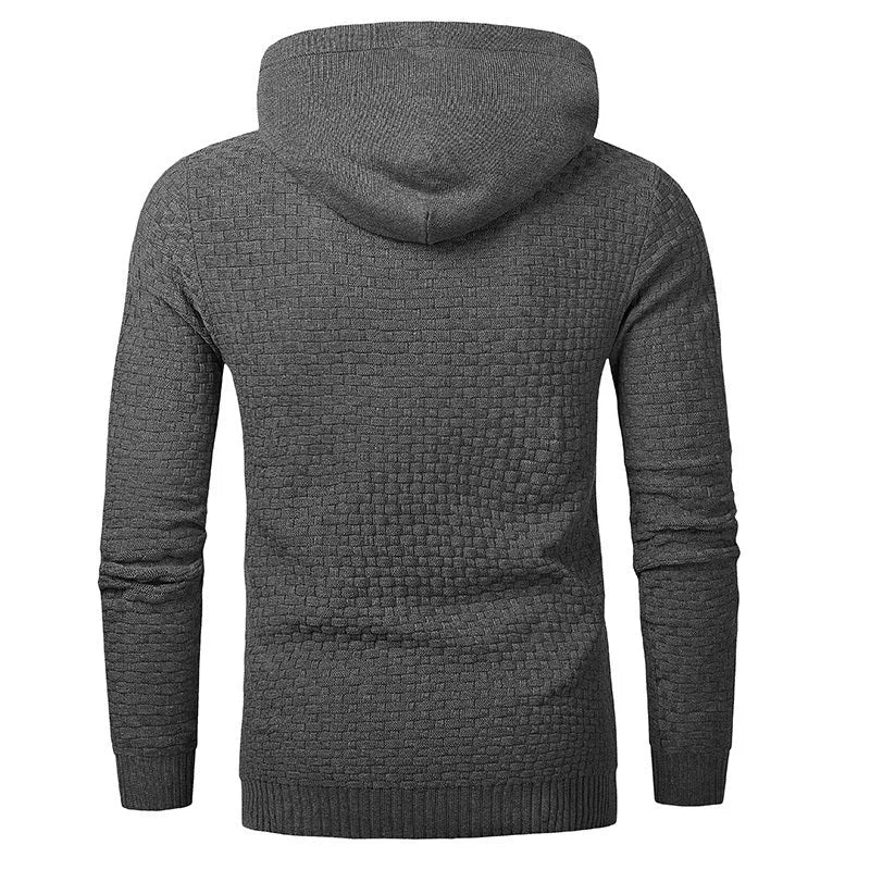 Men's hooded sweatshirt in a cotton-polyester blend available in multiple colours on a size chart