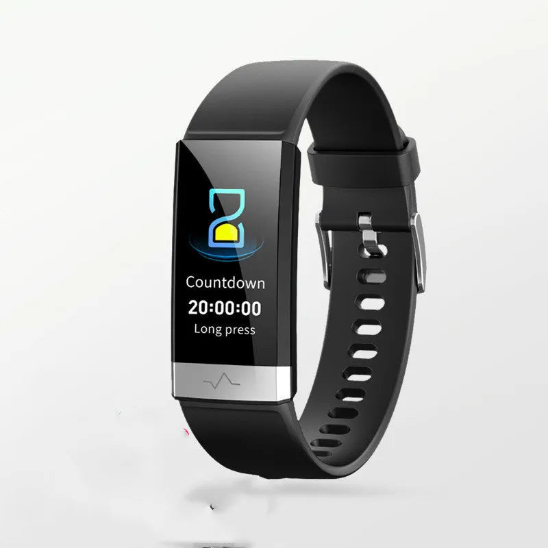 V19 smart fitness tracker bracelet in black, blue or red with health monitoring screen