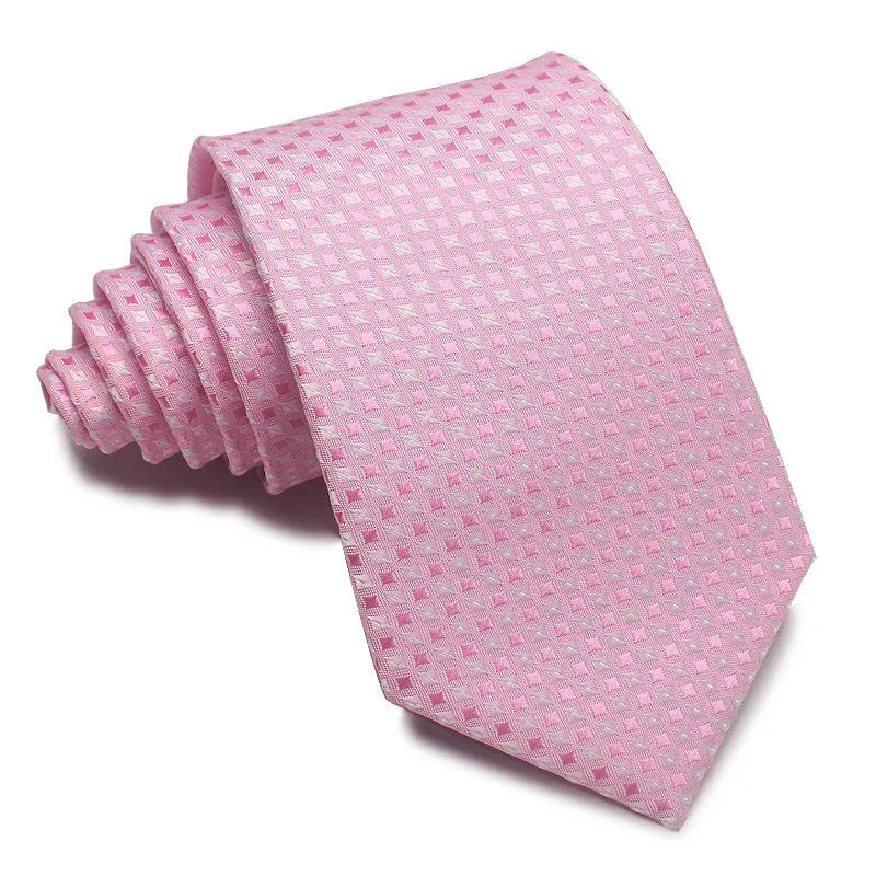 8cm wide red and black striped jacquard tie with an arrow point tip for men's formal wear