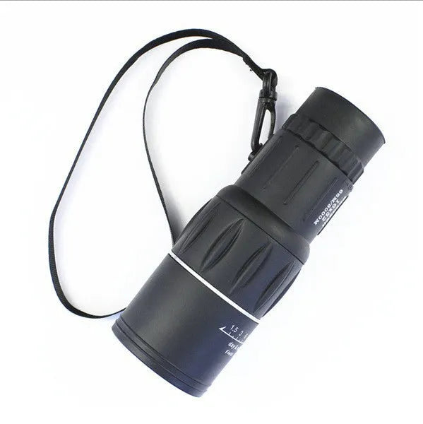 Black 16x52 high-power monocular telescope showing eyepiece and objective lens