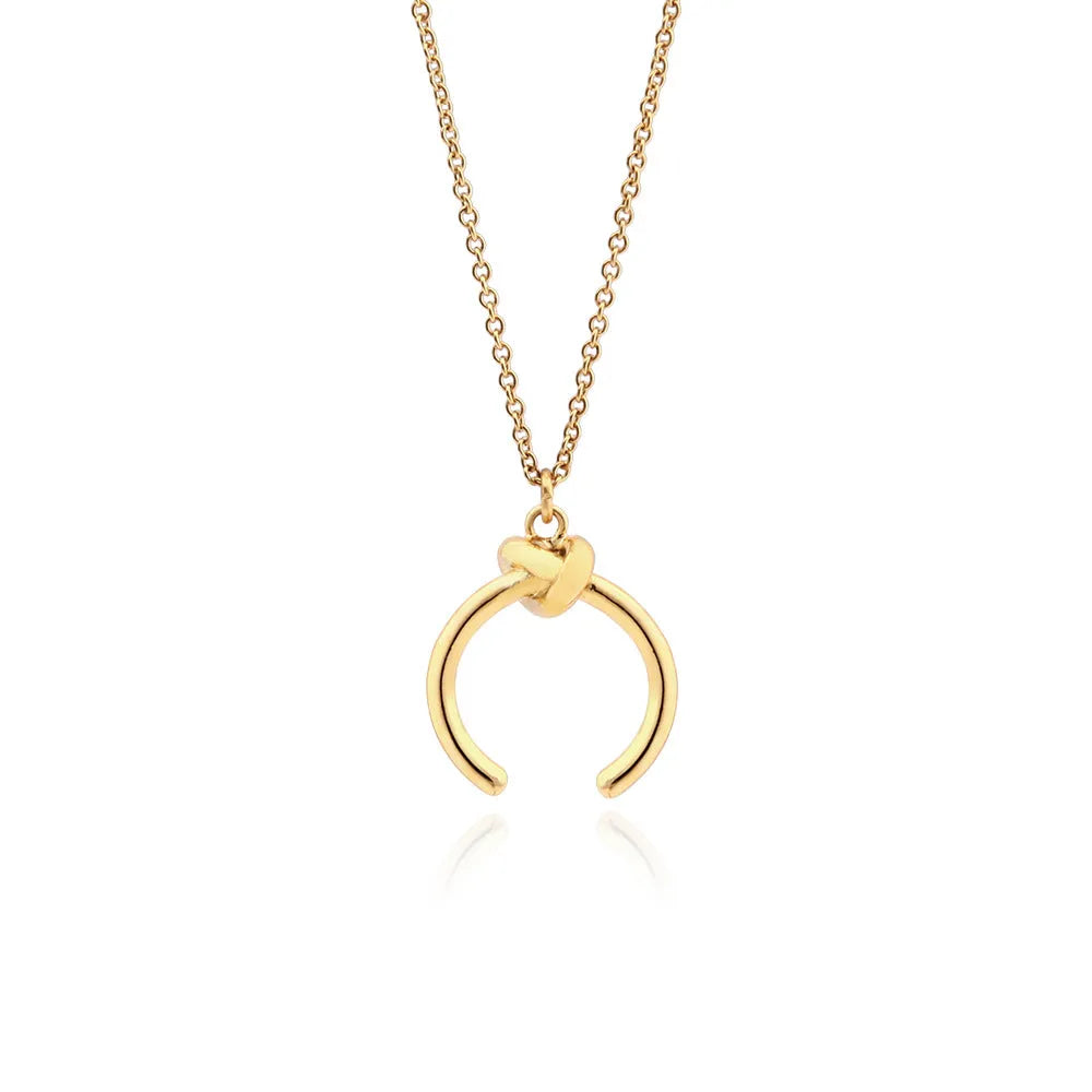 Geometric pendant on an adjustable copper chain necklace with gold or silver electroplated finish.