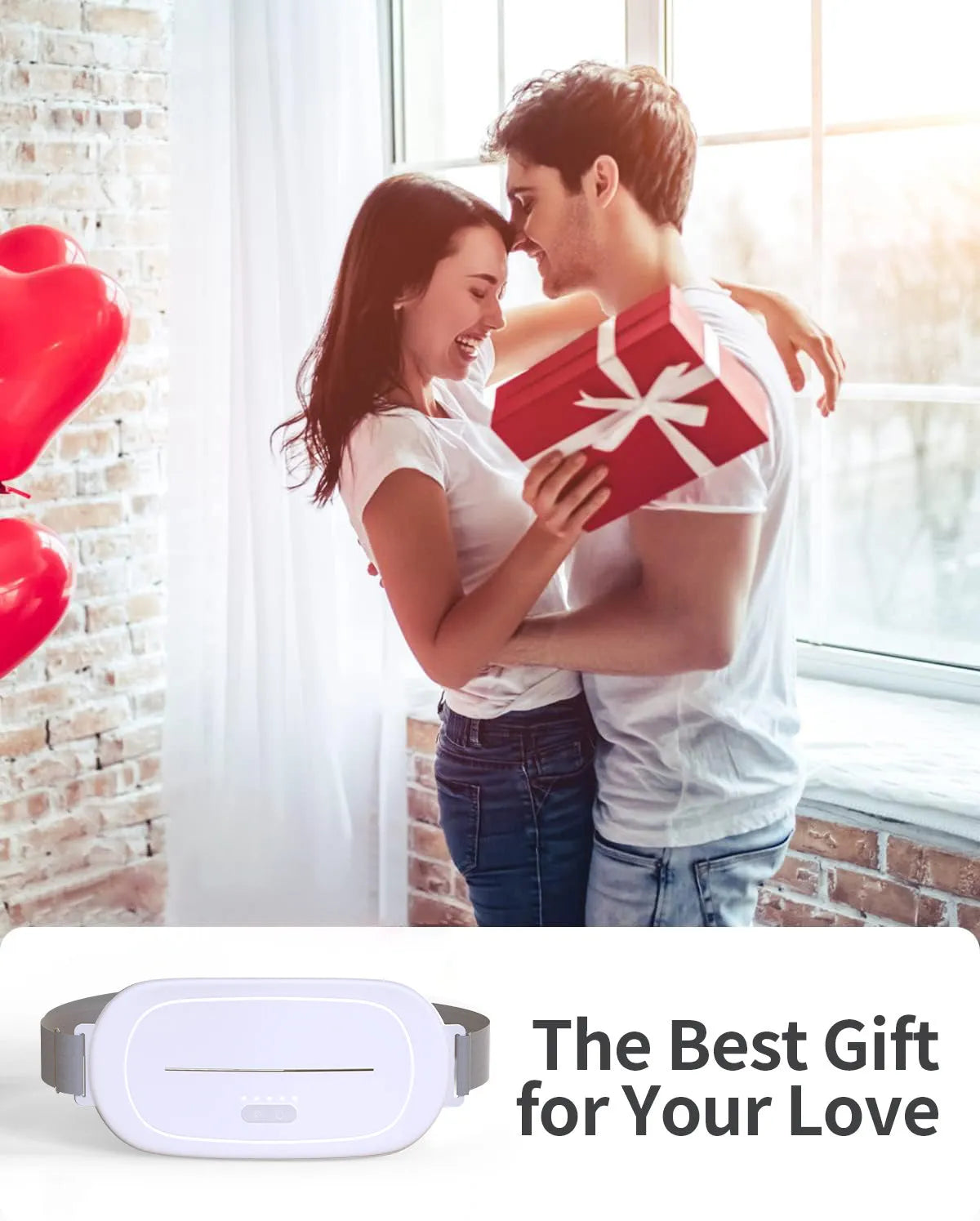 White portable uterine warming device for thermotherapy on lower abdomen