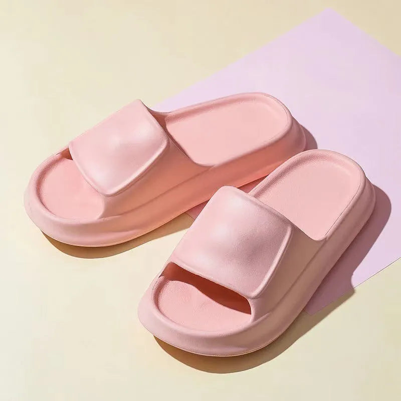 White EVA flip-flop slippers with thick 3.5 cm non-slip sole for bathroom use