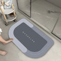 Blended fabric bathroom floor mat in blue, available in oval and rectangular shapes