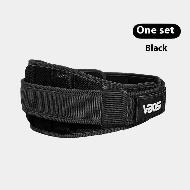 Adjustable fitness waist support belt in black for weightlifting and running