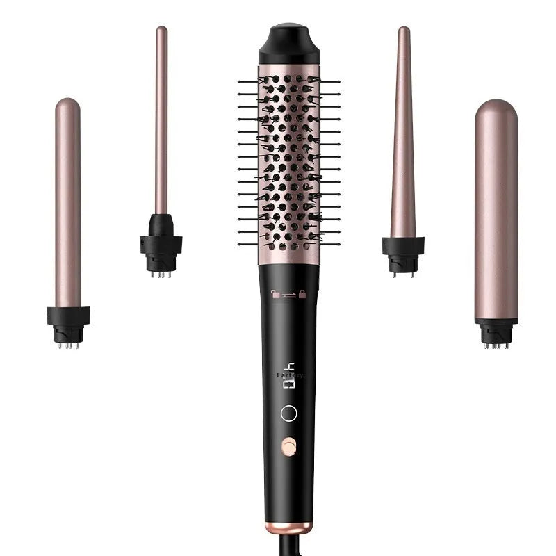 Automatic large wave hair curler with ABS body in rose gold or black colour with 3 headbands