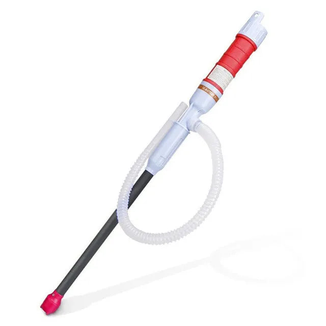 Blue manual hand pump for transferring gasoline and liquids to vehicles