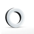Compact black LED selfie ring light with USB cable for mobile phone photography.