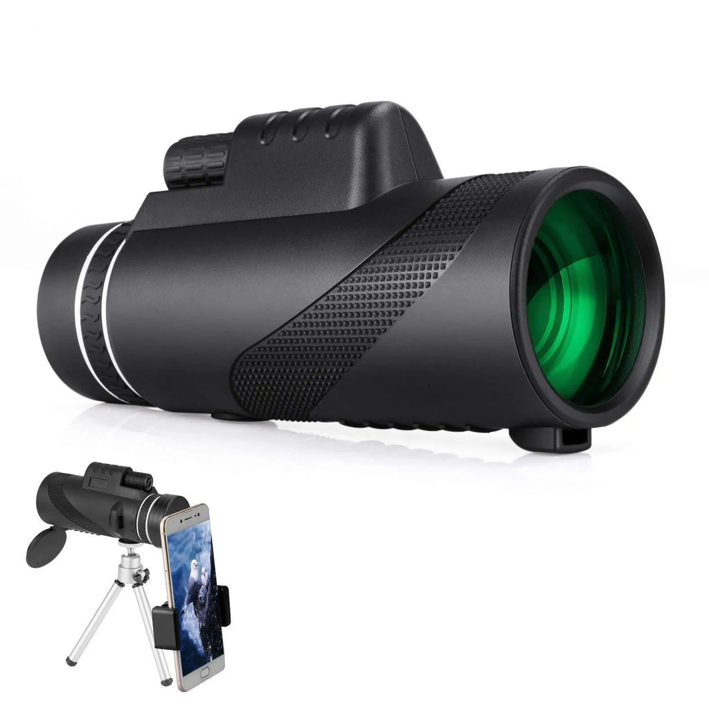Black HD 40x60 cellphone telescope with smartphone attachment for 40x magnification observation