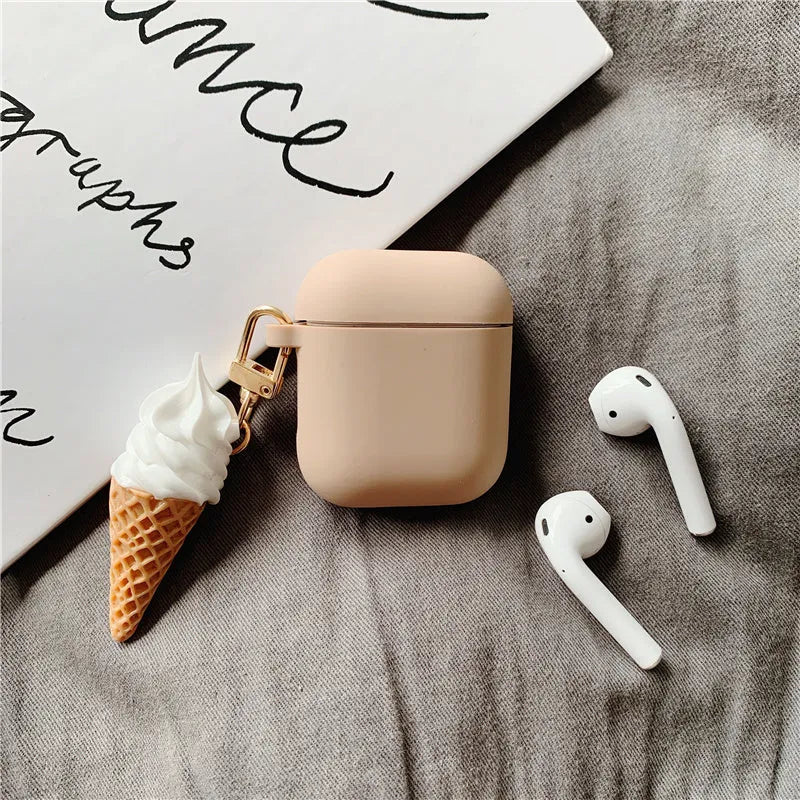 Cylinder shaped silicone protector case for Apple AirPods 2 wireless earbuds in a custom photo colour.