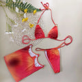 Tie-dye halter bikini three-piece set with solid colour gradient pattern