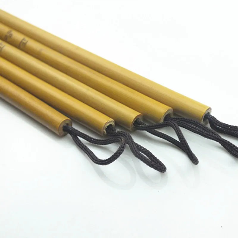 Small red writing brush with mixed sheep and wolf hair bristles on wooden handle