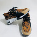 Women's casual wedge sneakers in leopard print with suede upper and 3-5cm heel