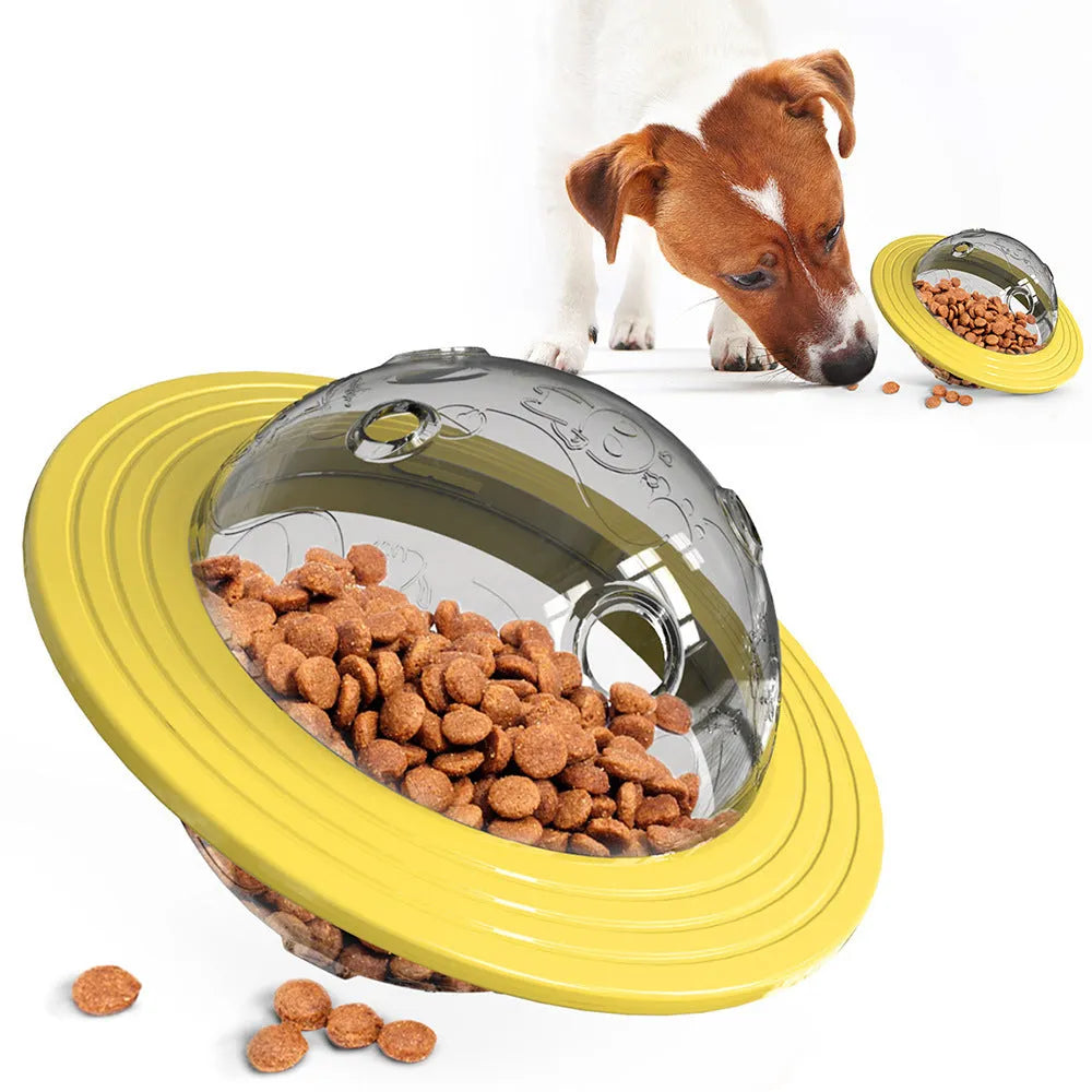 Plastic missing food educational toy with leak-feeding hole for dogs and cats, Lake Blue and Yellow colours