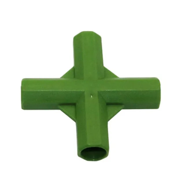 PP plastic 3-way and 4-way connector joints for 11mm garden plant support stakes.