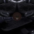 Three-piece winter plush car seat cushion set in grey, machine washable, all seasons car accessory