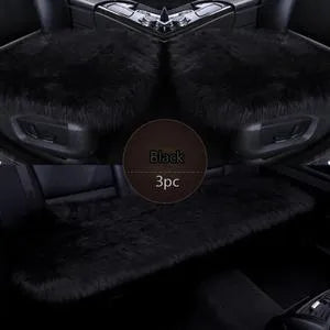 Three-piece winter plush car seat cushion set in grey, machine washable, all seasons car accessory