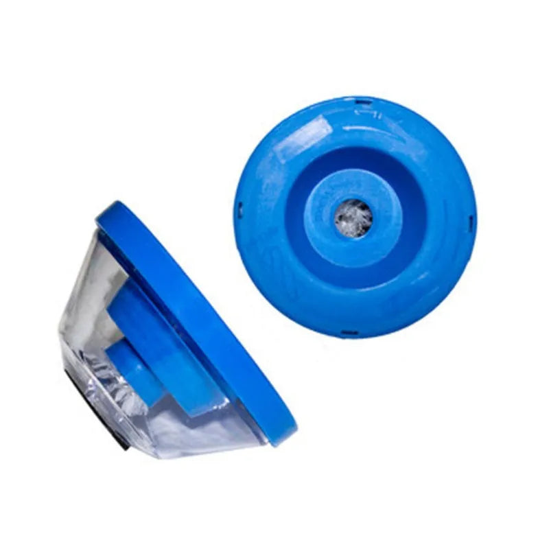 Blue bowl-shaped electric hammer dust cover accessory for collecting drilling debris.