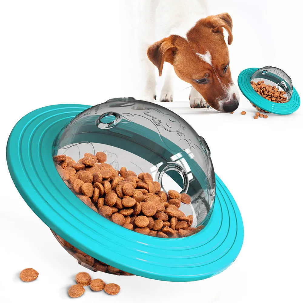Plastic missing food educational toy with leak-feeding hole for dogs and cats, Lake Blue and Yellow colours