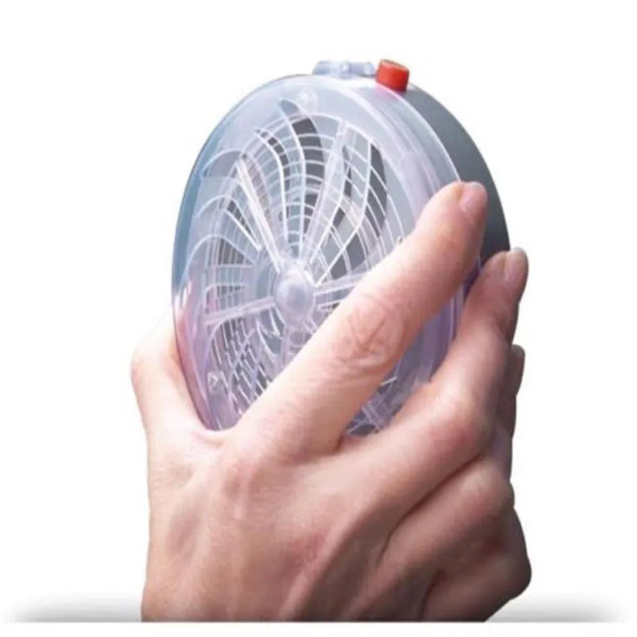 Solar powered bug zapper with blue UV light and twist on/off design for indoor and outdoor pest control