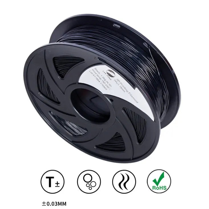 Black TPU filament spool for flexible 3D printing pen consumables