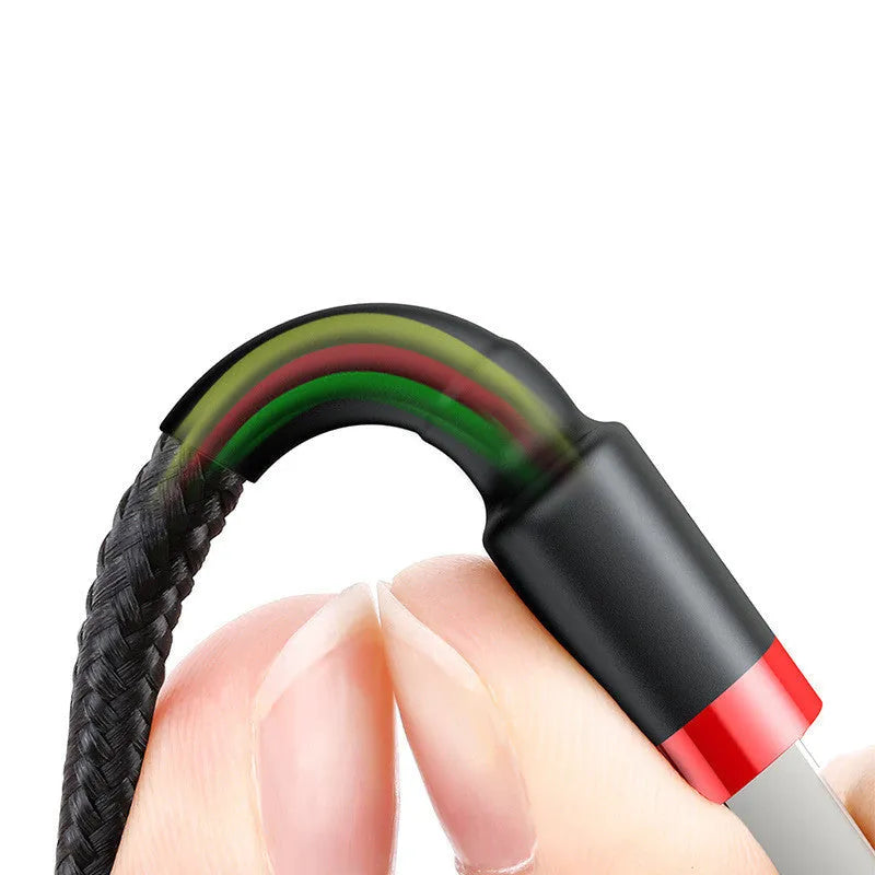 Red shell 1m 8PIN Lightning charging cable for Apple devices with black line on white background