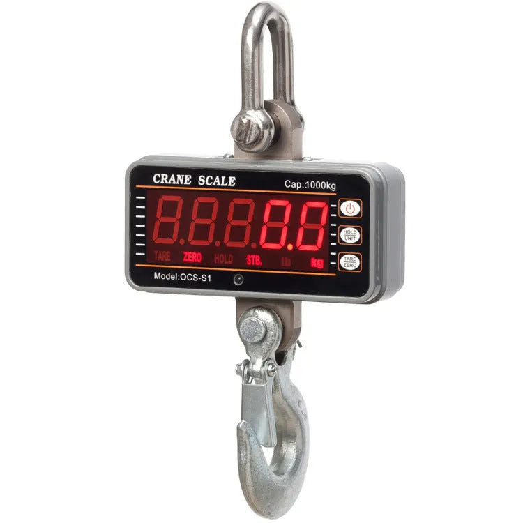 Orange electronic crane scale with digital display for 500kg capacity industrial weighing