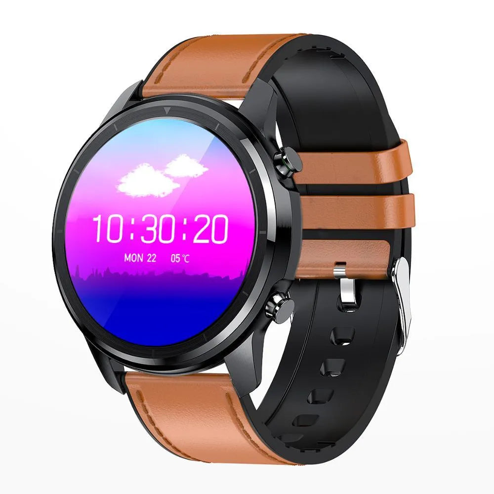 LEMFO LF26 smart bracelet on wrist showing 1.3-inch touchscreen display in silver finish.