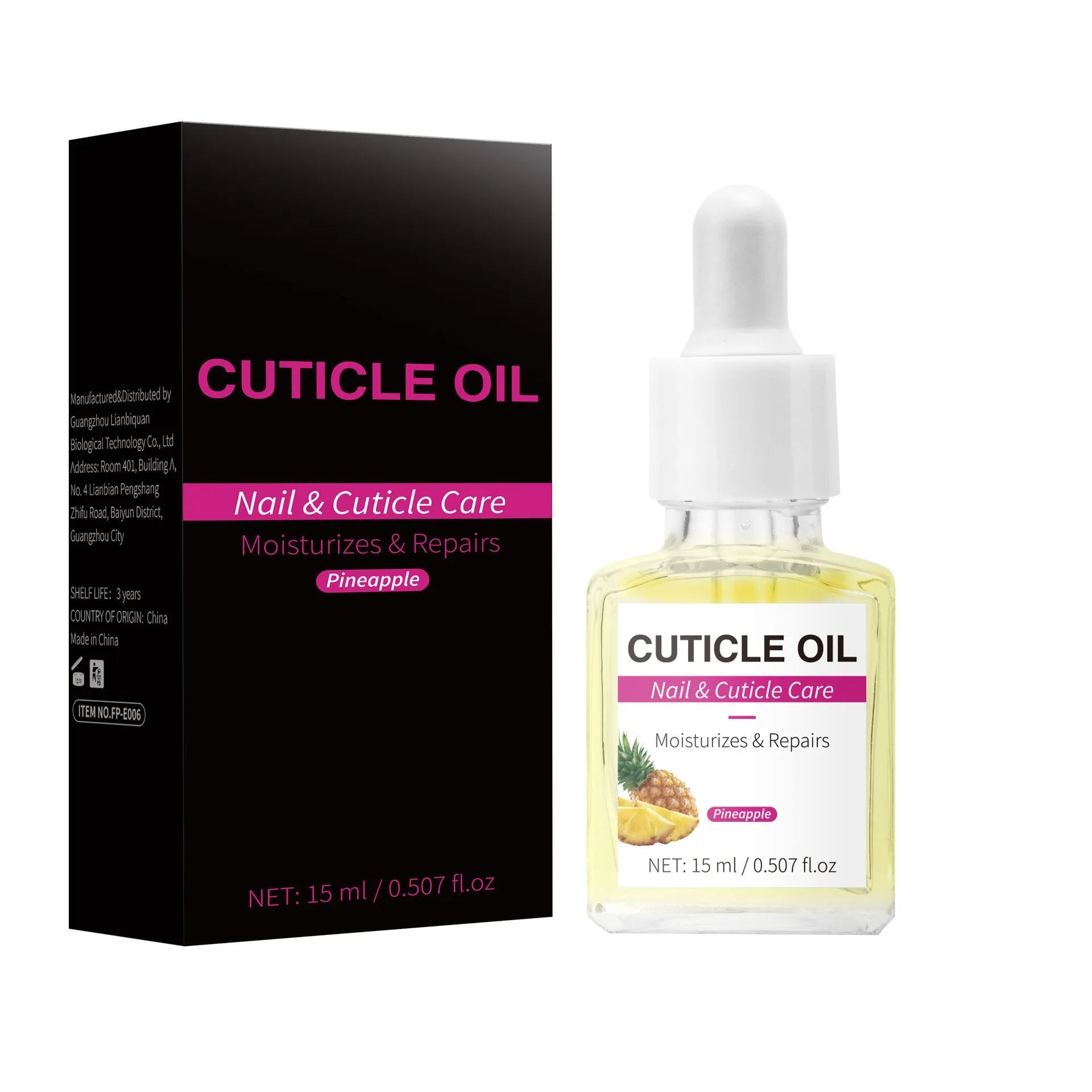 15ml bottle of nail cuticle oil with applicator for cuticle and stratum corneum care