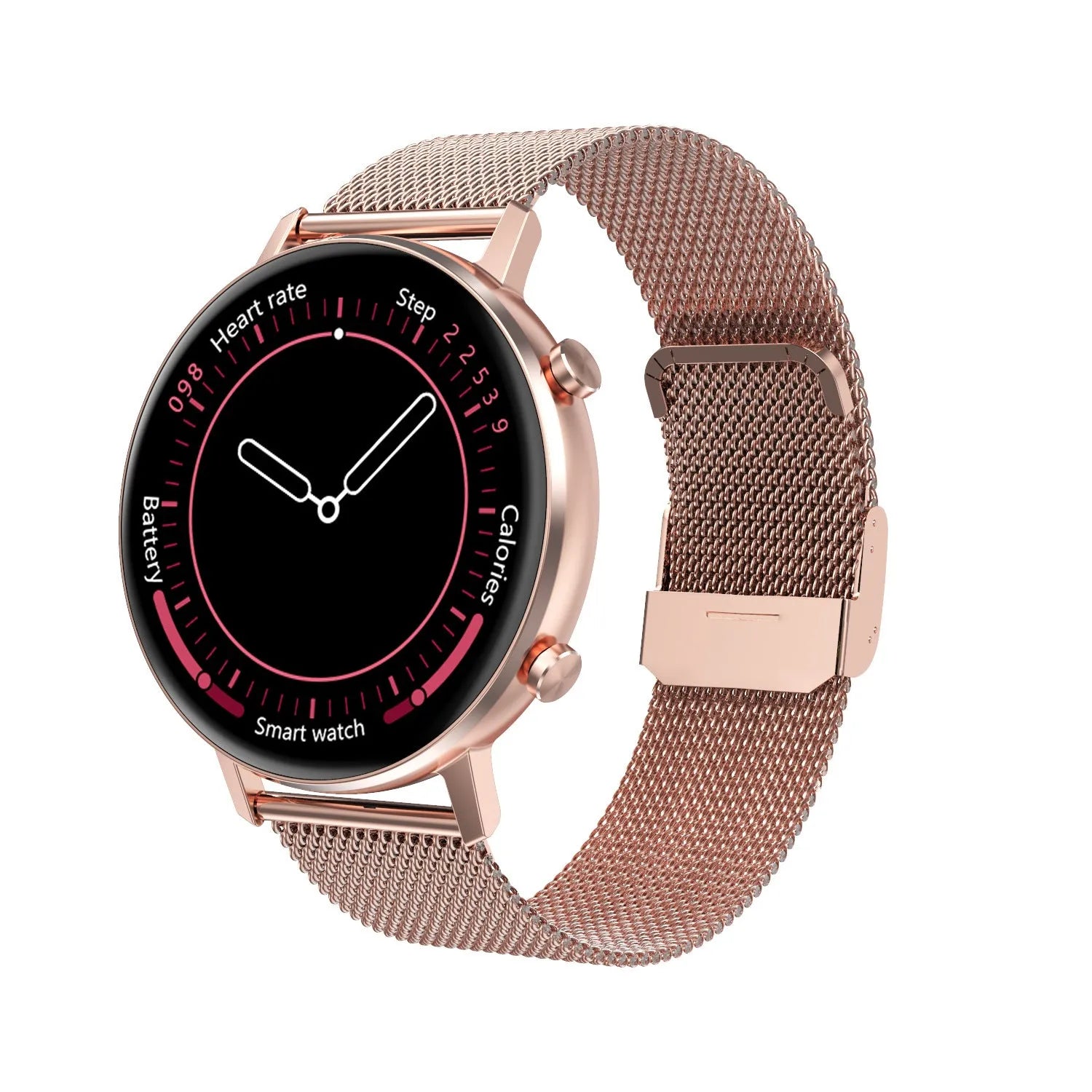 DT96 smart bracelet with touchscreen display and stainless steel wrist strap in silver colour