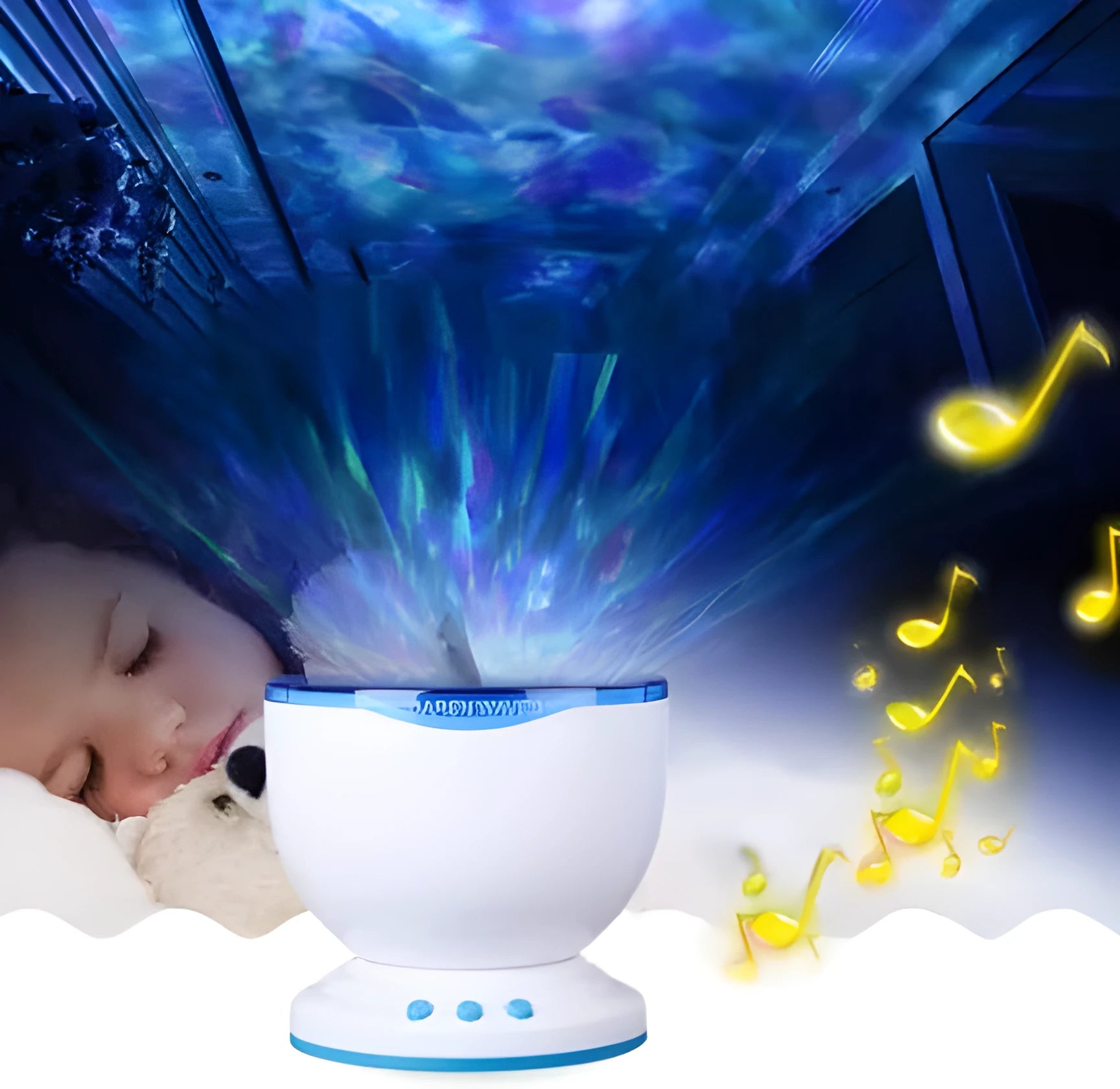 Blue ocean theme LED projection lamp with DLP correction for 2D visuals.