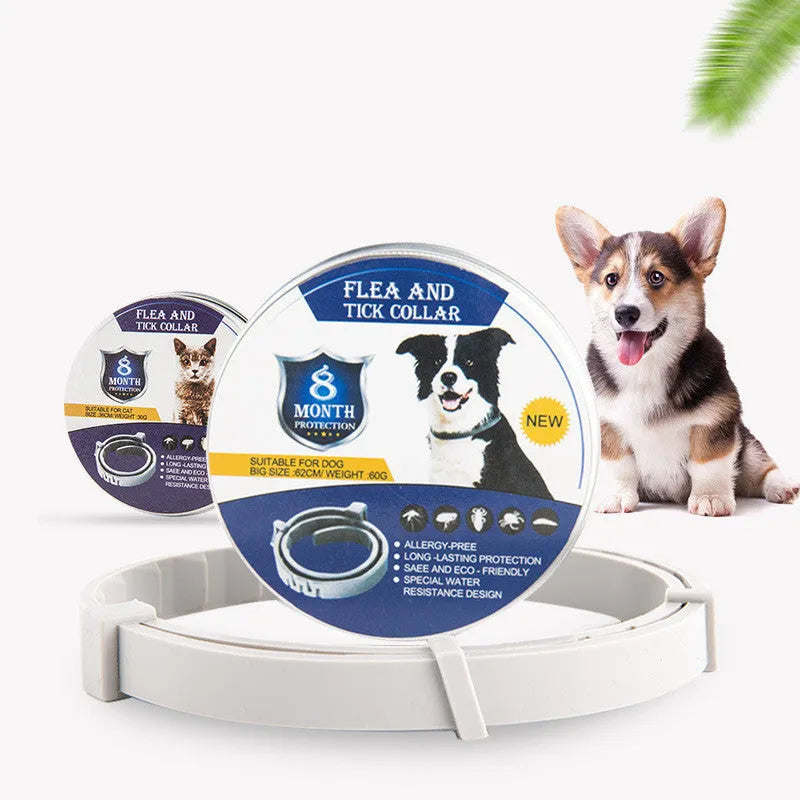 Adjustable pet anti-mosquito collar for cats and dogs, made with TPR silica gel and natural plant extracts, waterproof design