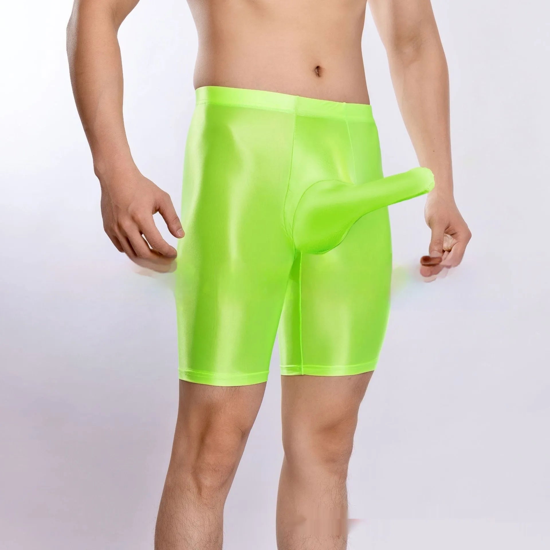 Men's plus size shiny silky nylon sports shorts in multiple colours