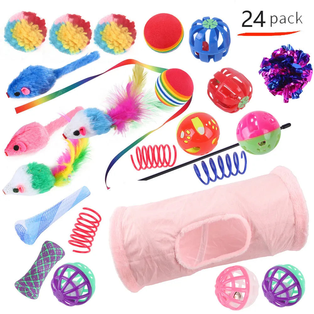 Plastic cat toy suit with tunnel channels in a selected colour from the B99801-B99855 range