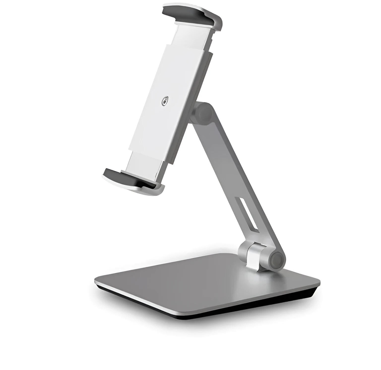 Aluminium foldable desktop phone and tablet stand with 360-degree rotation mechanism