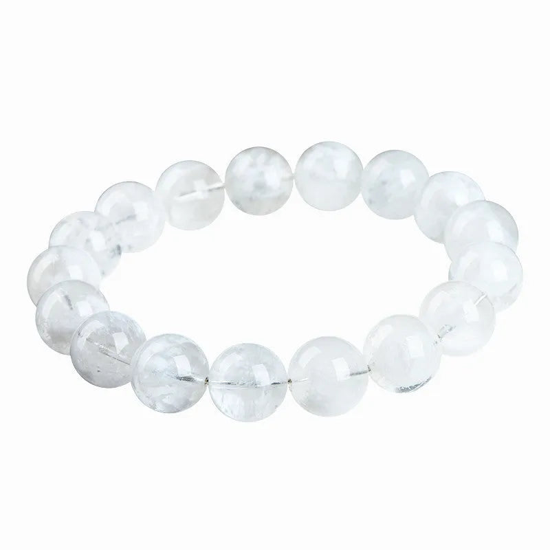 Women's crystal bracelet with natural blizzard snowflake round beads in geometric design with traditional elements