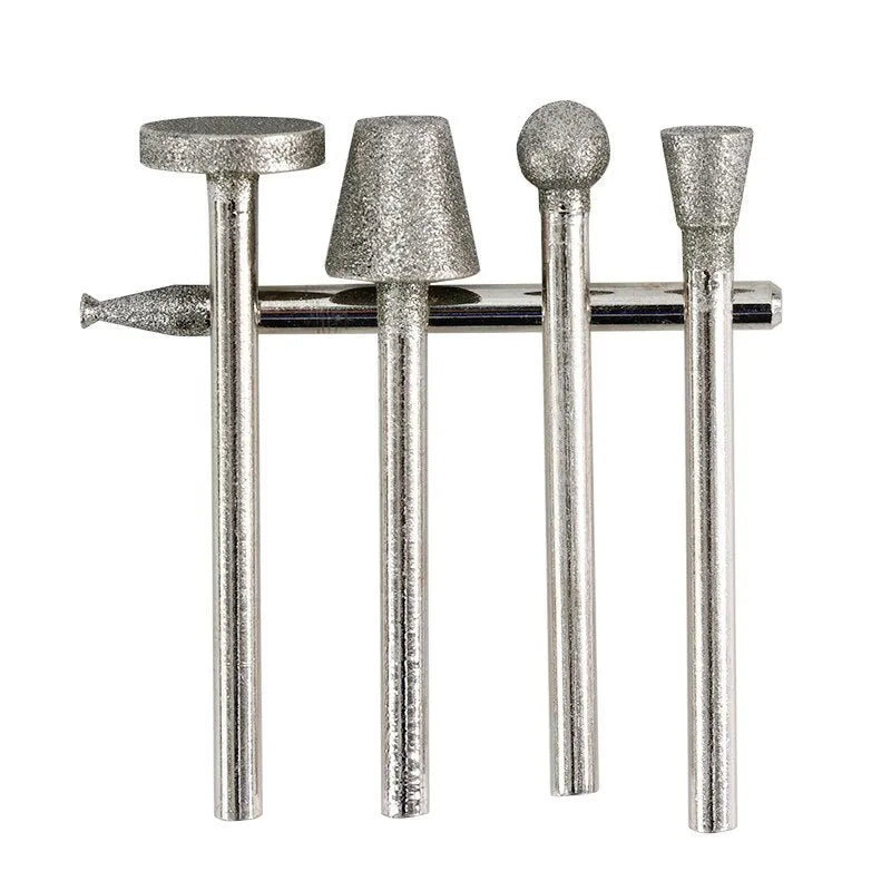 Alloy diamond grinding heads with elliptical cone shape and 3mm shank for glass and stone polishing